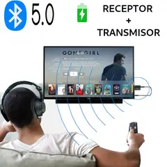 ESSAGER - 2En1 Receptor Transmisor Recargable Bluetooth 5.0 Cell Pc