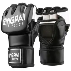 OEM - Guantes GINGPAI M03 Kick Boxing Mma Profesional Negro