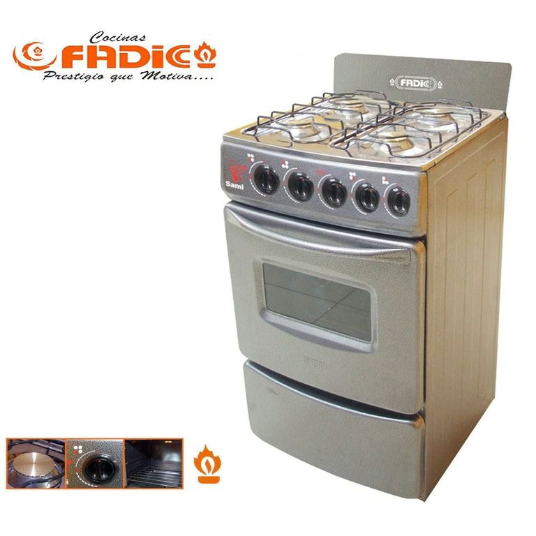 Cocina con Respaldar y Horno 20 Sami 4H Gris