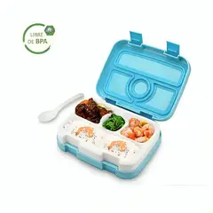 GENERICO - Táper Tipo Bentgo Box Hermético Para Niños De 4 Divisiones con Cubierto
