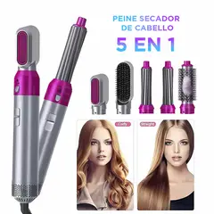 GENERICO - Peine Cepillo Rizador Secadora De Cabello 5 En 1 Eléctrico