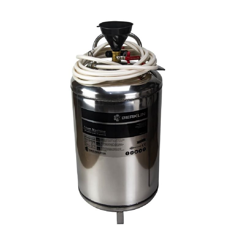 SHAMPUNERA DE ACERO INOX DE 80L Y PISTOLA DE ACERO