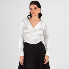 TEILOR - BLUSA CRUZADA CASUAL DE MUJER