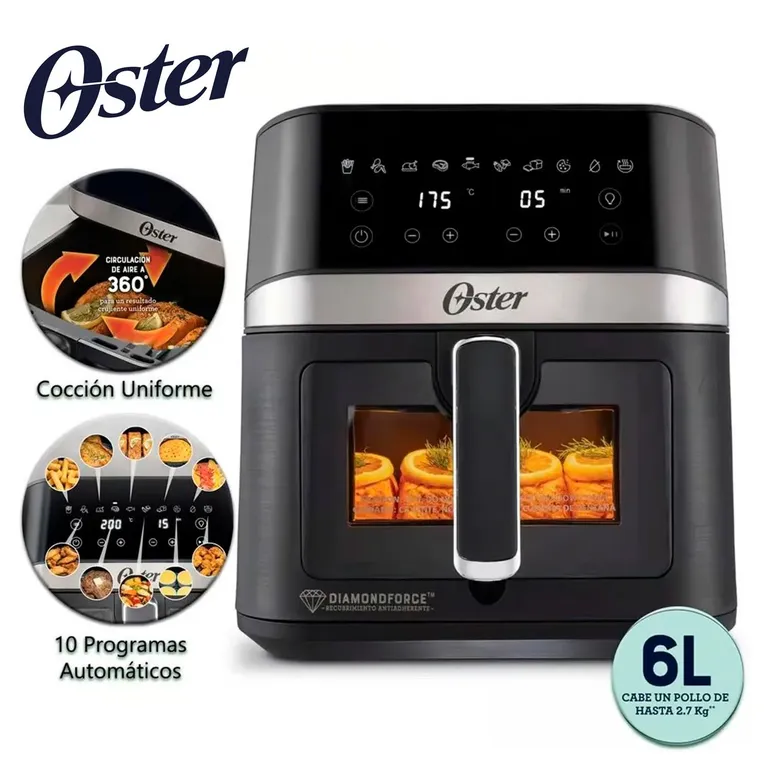 Freidora de Aire Digital con Recubrimiento DiamondForce 6LT Negro