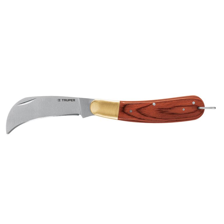 Cuchillo abatible 8 para electricista mango madera