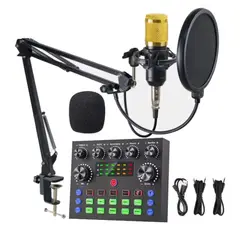 GENERICO - Kit Micrófono Condensador Studio Pc Celular Tarjeta Sonido V8S