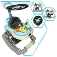 HI BABY - Andador Caminador y Mecedora Para Bebes con Sombrilla PLOMO