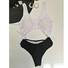 GENERICO - Ropa de baño Vintage - Blanco con Negro