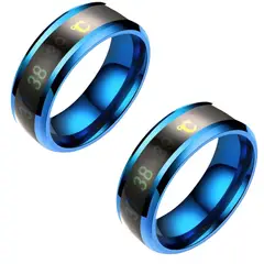 GENERICO - Packx2 Anillo Inteligente De Acero Con Sensor De Temperatura Unisex