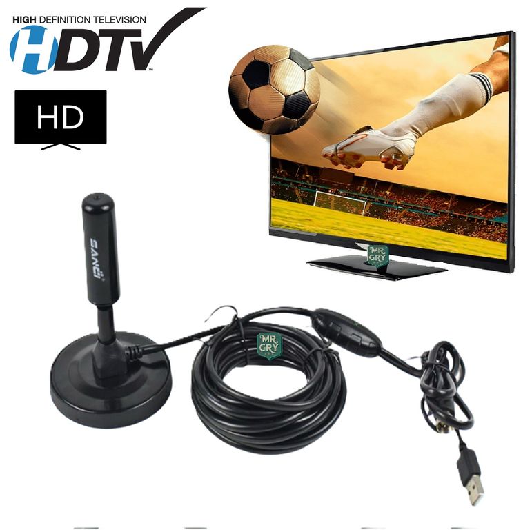 Antena de Televisión Digital Alta Definición con Intensificador USB
