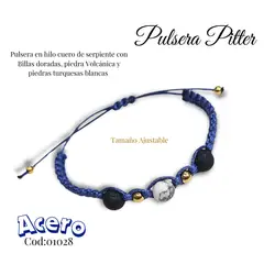 GENERICO - Pulsera en Piedras Volcanicas y Piedras Turquesas