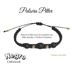 GENERICO - Pulsera en Piedras Volcanicas y Piedras Turquesas