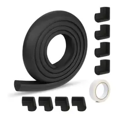 GENERICO - SET PROTECTOR DE ESQUINAS ANTIGOLPE PARA BEBES NEGRO