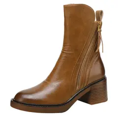 BLWOENS - Zapatos BOTAS cortas de invierno para mujeres Zapatilla - Marrón