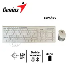 GENIUS GX - Teclado Mouse Genius SlimStar 8230 Wireless/Bluetooth Multimodal Blanco