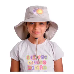 NATA COTON - SOMBRERO CON SOLAPA DE ALGODÓN PARA NIÑA Y NIÑO BEIGE BORDADO