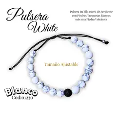 GENERICO - Pulsera de hombres en Piedras Turquesas Blanca con Piedra Volcanica