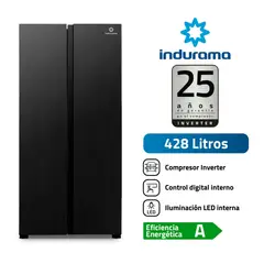 INDURAMA - Refrigeradora Side By Side 428 Lt Negra Ri769n