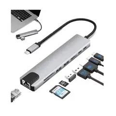 100 PERCENT - ADAPTADOR HUB TIPO C ETHERNET HDMI 4K USB micro sd tab s9 s8 s7 s6