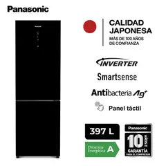 PANASONIC - Refrigeradora Bottom Freezer NR-BB41 397L de vidrio templado