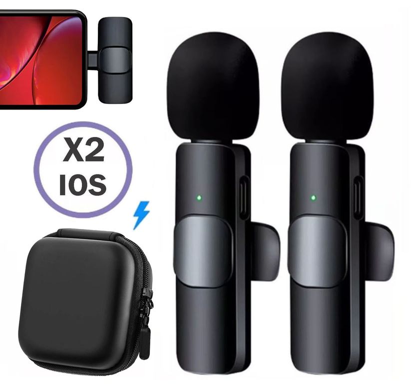 Micrófonos Inalámbricos Solaperos 2 en 1 K9 iPhone / iPad con estuche