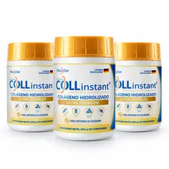 VISCOFAN COLLINSTANT - Colágeno Hidrolizado Alemán Ultra Premium 200g x3 con Péptidos Bioactivos COLLinstant Viscofan 100% Puro