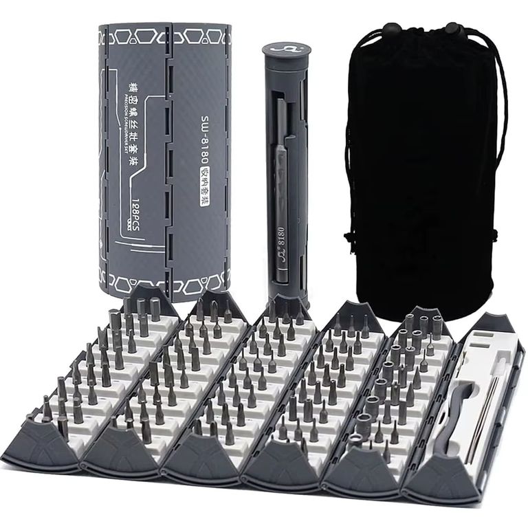 Kit de Destornilladores de Precisión 128 en 1 para Reparar Celulares, Laptops y Consolas Profesional