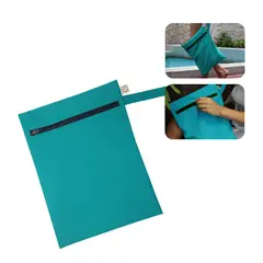 BAMBOO BALANCE - Bolsa Antifluido Yaku Talla M Turquesa con Cierre Azul Oscuro