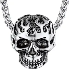 GENERICO - Collar gótico de calavera de acero inoxidable