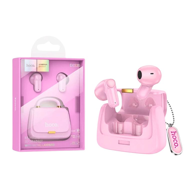 Audífonos con Estuche en Forma de Bolso- Rosado