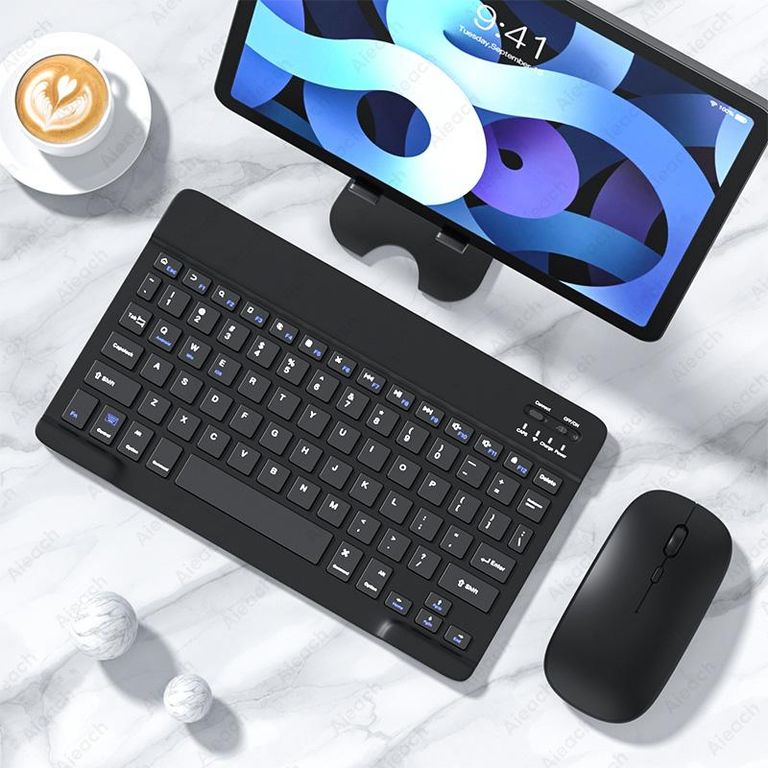Kit Mouse Y Mini Teclado Bluetooth para Smartphone Laptop iOS Windows