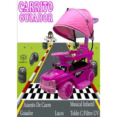 GENERICO - Carrito Correpasillos Musical y Luces con Guiador Rosado