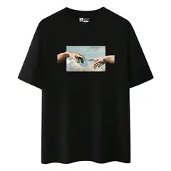 YANSUS - Polo Hombre Negro Estampado Adam