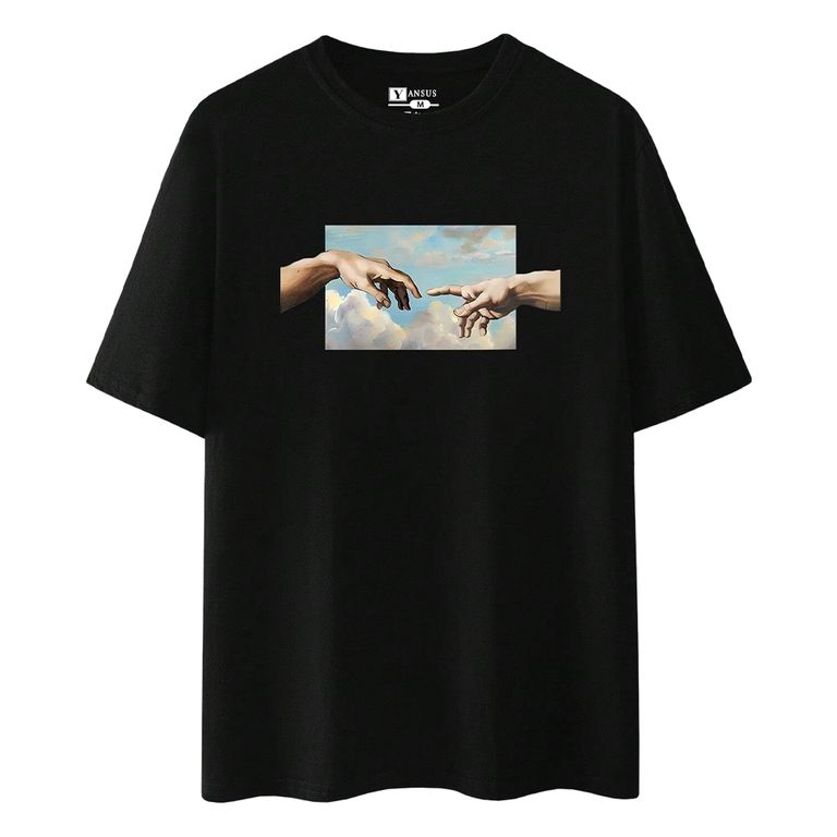 Polo Hombre Negro Estampado Adan