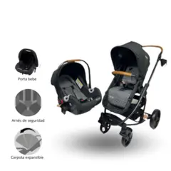 GENERICO - Coche Cuna Prima Plus con Porta Bebé Negro