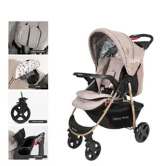 GENERICO - Coche Cuna Smart Beige para Bebé Plegado Compacto y Seguro