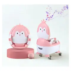 GENERICO - Bacín de Entrenamiento Pingüino Musical Rosa para Bebé