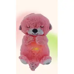 GENERICO - PELUCHE NUTRIA HIPOALERGÉNICO LUZ MUSICAL RESPIRACIÓN ROSADO