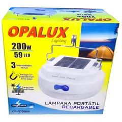 OPALUX - LAMPARA PORTATIL RECARGABLE CON PANEL SOLAR 200W OP-FD200W