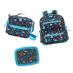 BENTGO - Set Mochila Escolar, Lonchera y Porta Lonchera - Dinosaurio