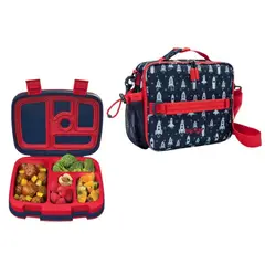 BENTGO - Set Lonchera y Porta Lonchera Kids - Cohetes