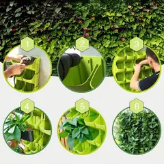 GENERICO - PACK X3 MACETERO DOBLE DE PARED PLÁSTICO RESISTENTE VERDE