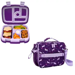 BENTGO - Set Lonchera y Porta Lonchera Kids - Unicornio