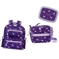 BENTGO - Set Mochila Escolar, Lonchera y Porta Lonchera - Unicornio