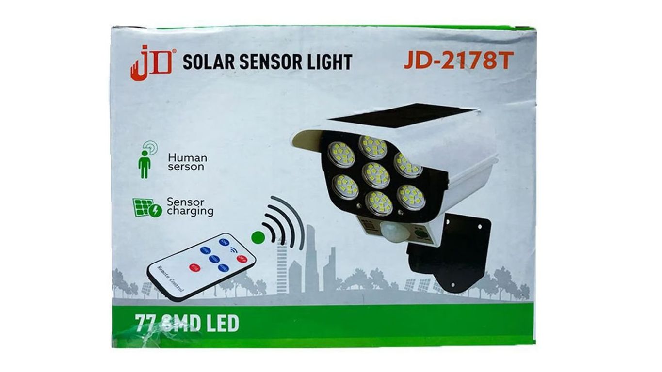 Lámpara Solar Exteriores Control Remoto 77 Led JD-2178T