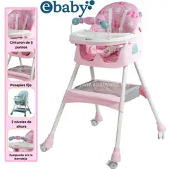 EBABY - Silla de Comer para bebe Plegable Doble bandeja+ Rueda LULU