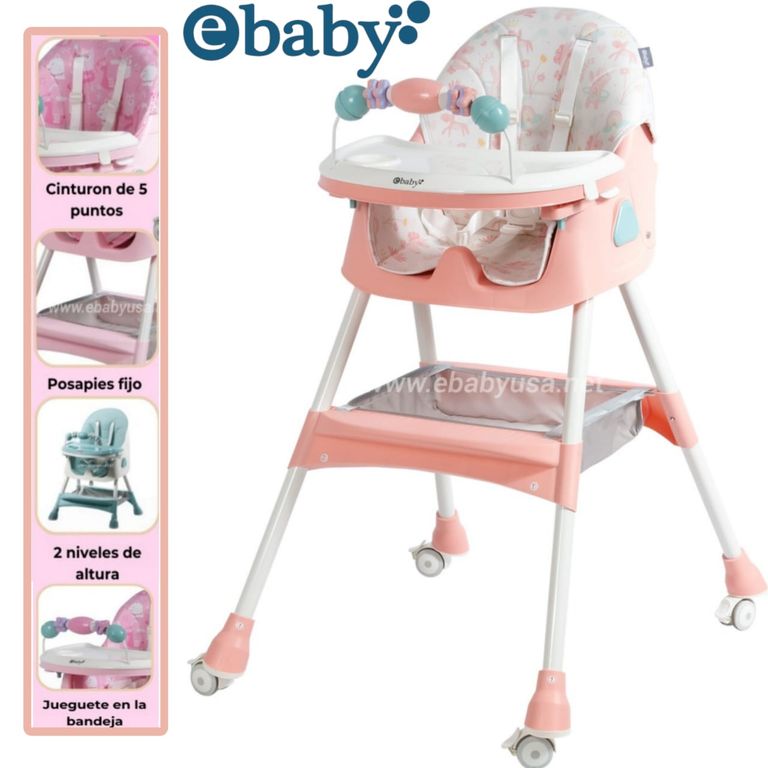 Silla de Comer para bebe Plegable Doble bandeja+ Rueda LULU