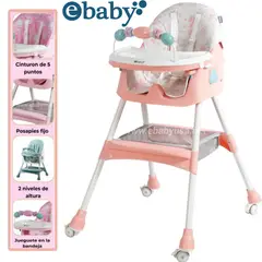EBABY - Silla de Comer para bebe Plegable Doble bandeja+ Rueda LULU