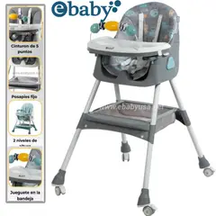 EBABY - Silla de Comer para bebe Plegable Doble bandeja+ Rueda LULU
