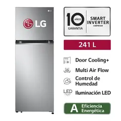 LG - Refrigeradora GT24BPP 241LT Door Cooling Top Mount Plateada